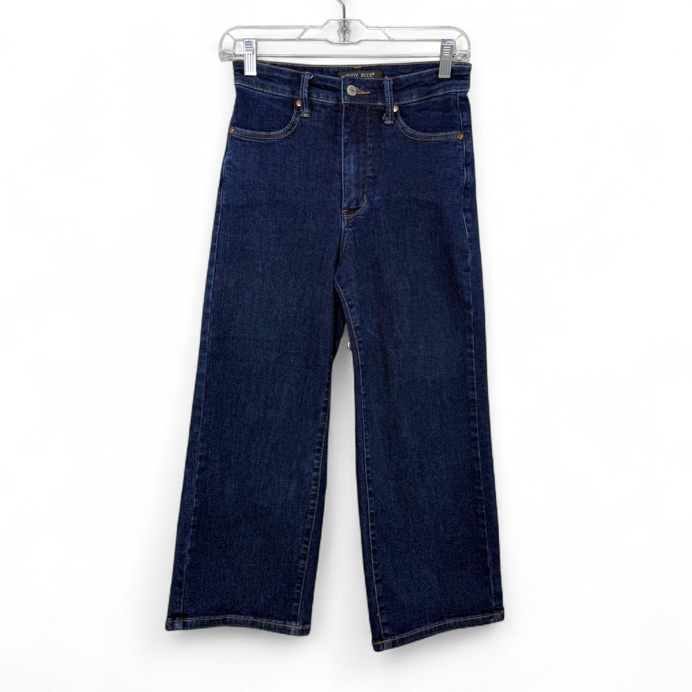 Judy Blue Wide Leg Crop Jeans‎ 3/26 Dark Wash High Rise Stretch Denim Minimalist